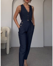 2024ss sexy deep V vest + casual pants suit