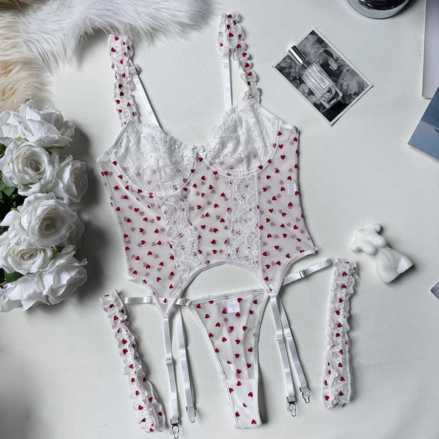 Flocking Love 4-piece Set Sexy Lingerie Set