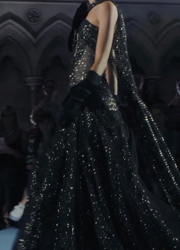 Black Paillette Evening Gown