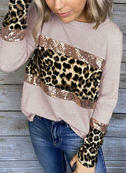 Autumn Leopard Print Long Sleeve T-shirt