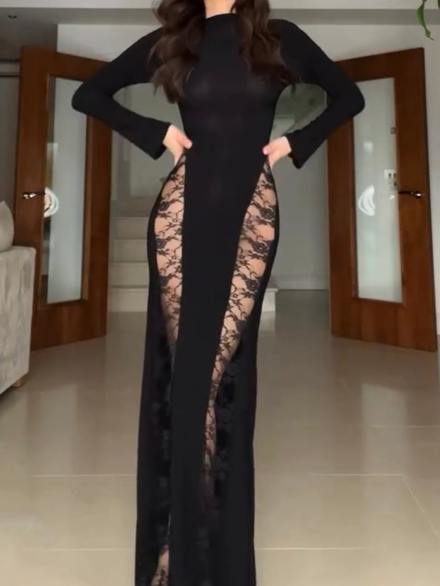 Fashionable Elegant Lace Slim Fit Patchwork Dress
