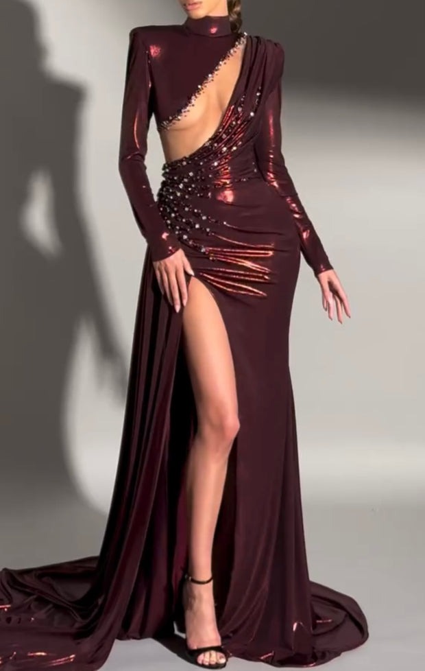 Sexy Sequined Long Sleeve Trailing Evening Dress