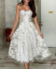 Tube Top Sexy Embroidered Lace Dress