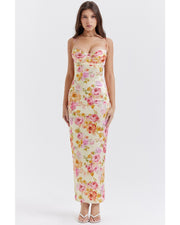 2024ss sexy strapless print dress