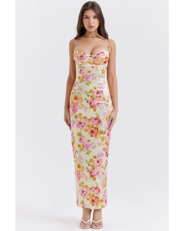 2024ss sexy strapless print dress