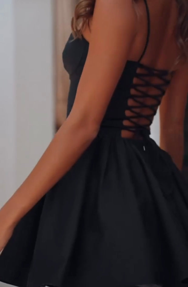 V-neck Double-Breasted Fitted Waist Pleated Temperament Dress