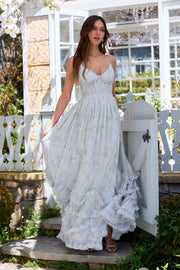 The Carmen Dress in Victorian Blue Roses