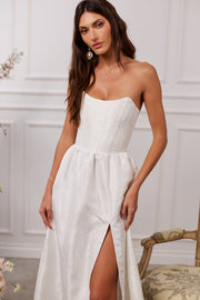 The Charlotte Dress in White Windsor Brocade