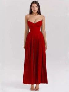 Ocean Blue Pleated Maxi Dress