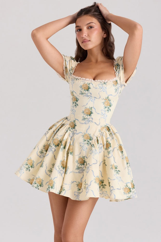 Casual Elegant Printed Lace up Dress