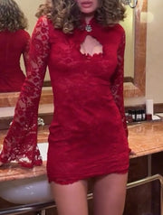 Lace Stitching Sexy Elegant Waist Hip Skirt
