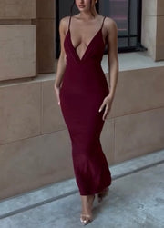 Sleeveless Sexy Solid Color Backless Slim Fit Temperament Dress