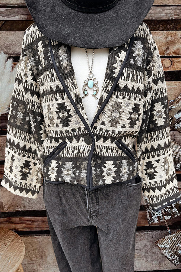 Aztec Pattern Lapel Jacket