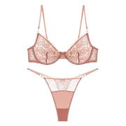 Two Piece Lace Diamond Buckle Anti-sagging Bra Set