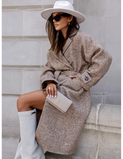 Woolen long lapel fashion coat