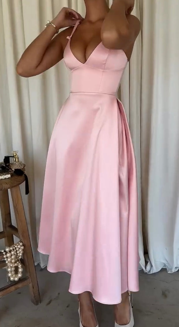 Deep V Sexy Slimming Waist Zipper Sling Dress