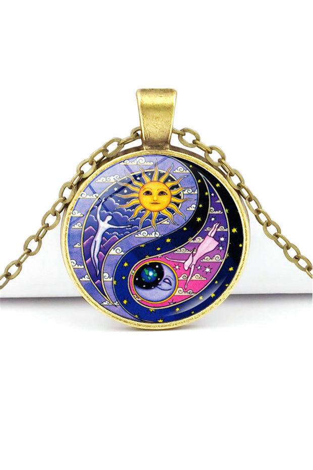 Time Gem Sun And Moon Pendant Necklace