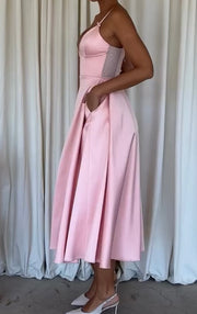 Deep V Sexy Slimming Waist Zipper Sling Dress