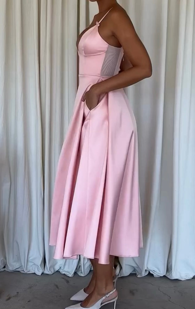 Deep V Sexy Slimming Waist Zipper Sling Dress