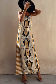 Take A Trip Ethnic Print Backless A-line Maxi Dress