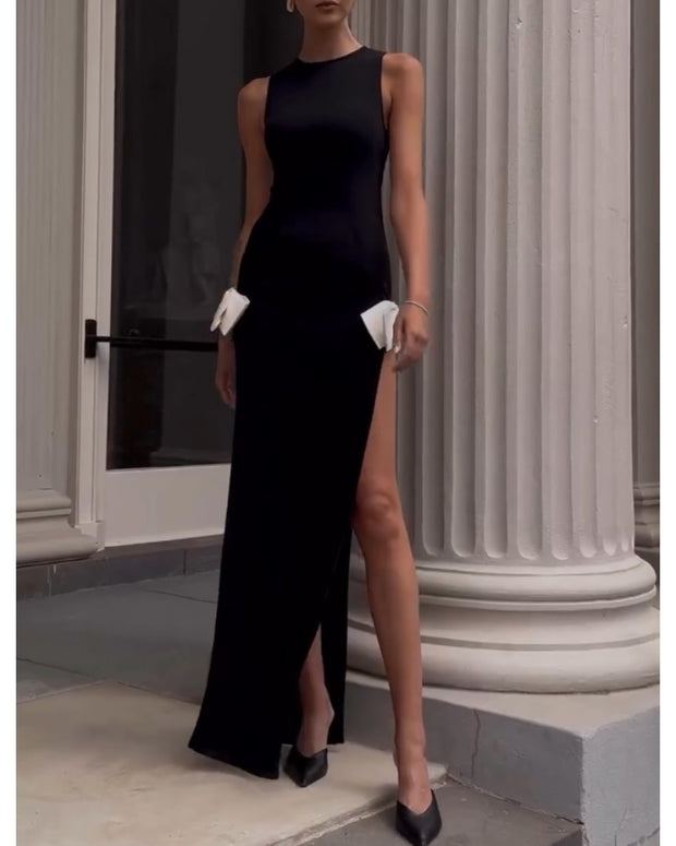 2024ss sexy turtleneck bow dress