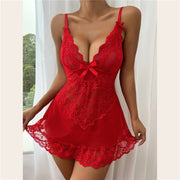 See-through Lingerie Plus Size Net Lace Seduction Pajamas Suit