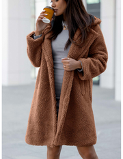 Winter lamb wool lapel coat