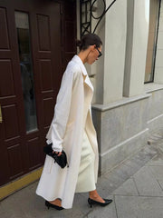 Fashion Trendy Long-Sleeve Stand Collar Cardigan Trench Coat