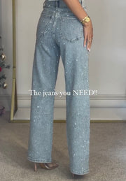 Full Diamond High Waist All-Matching Jeans