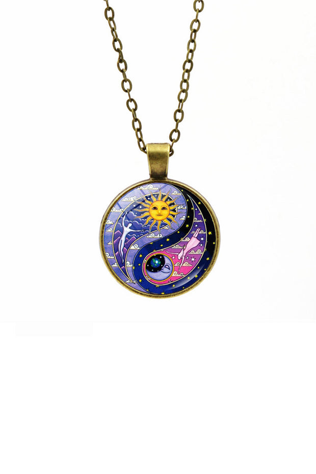 Time Gem Sun And Moon Pendant Necklace