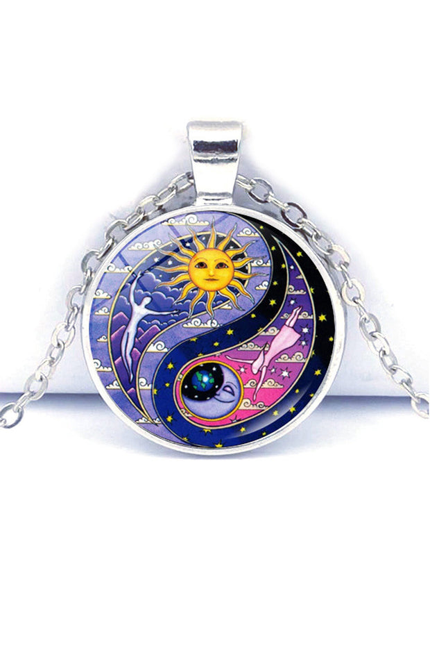 Time Gem Sun And Moon Pendant Necklace