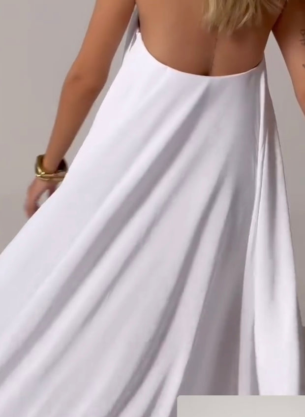 Solid Color Three-Dimensional Flower Floor-Length Dress
