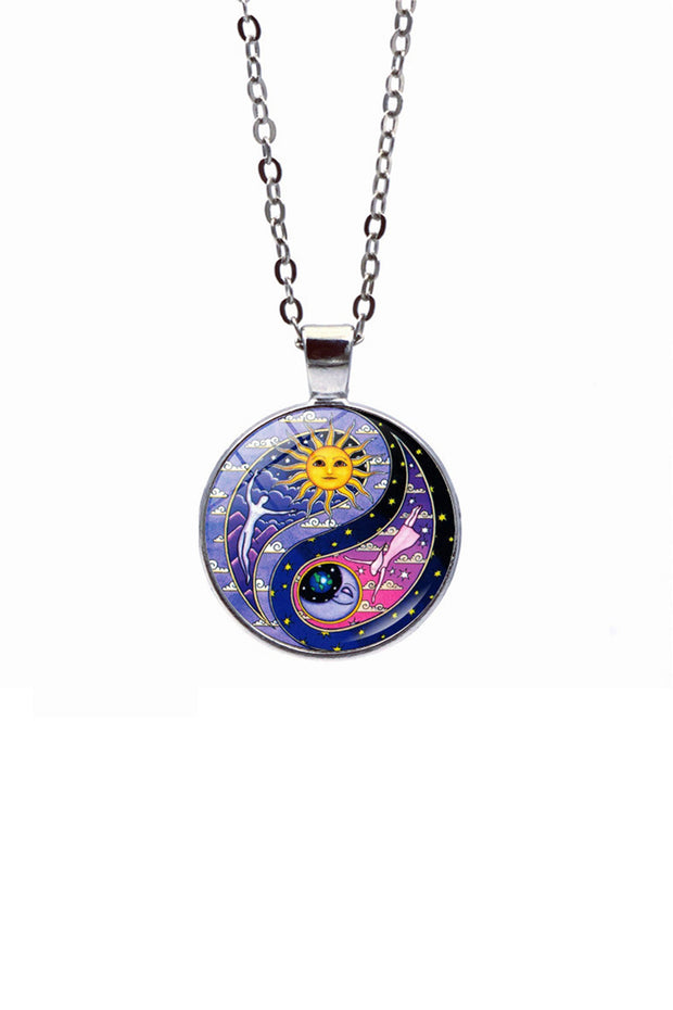 Time Gem Sun And Moon Pendant Necklace