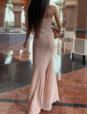 Fashion Temperament Slim Flower Ribbon Satin Dress