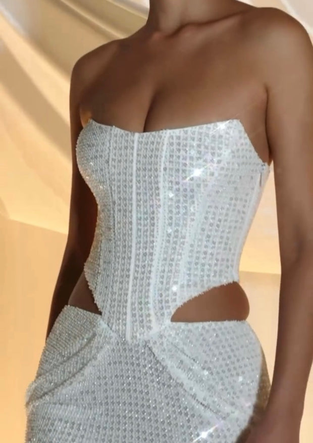 Fashionable Sequins Tube Top Dress