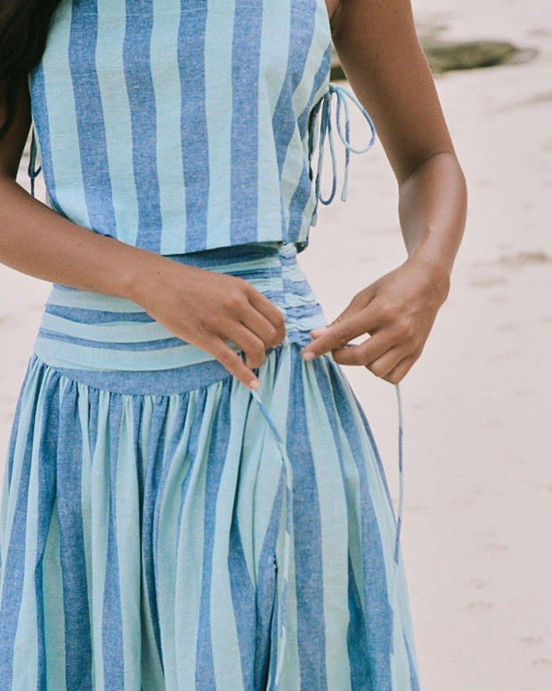 Fashion blue skirt suit