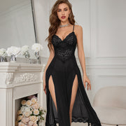 Elegant Lace Split Maxi Nightgown