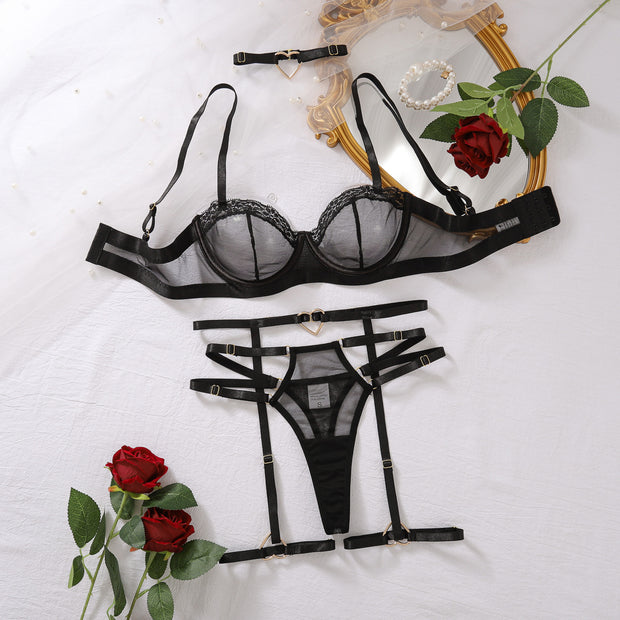 Mesh Love Metal Buckle Four-piece Set For Women