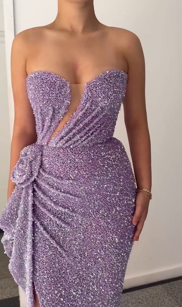 Sexy Tube Top Irregular Beaded Party Dress