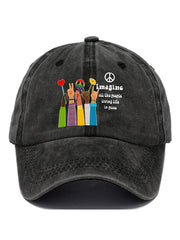 Hippie Imagine All The People Living Life In Peace Print Baseball Cap