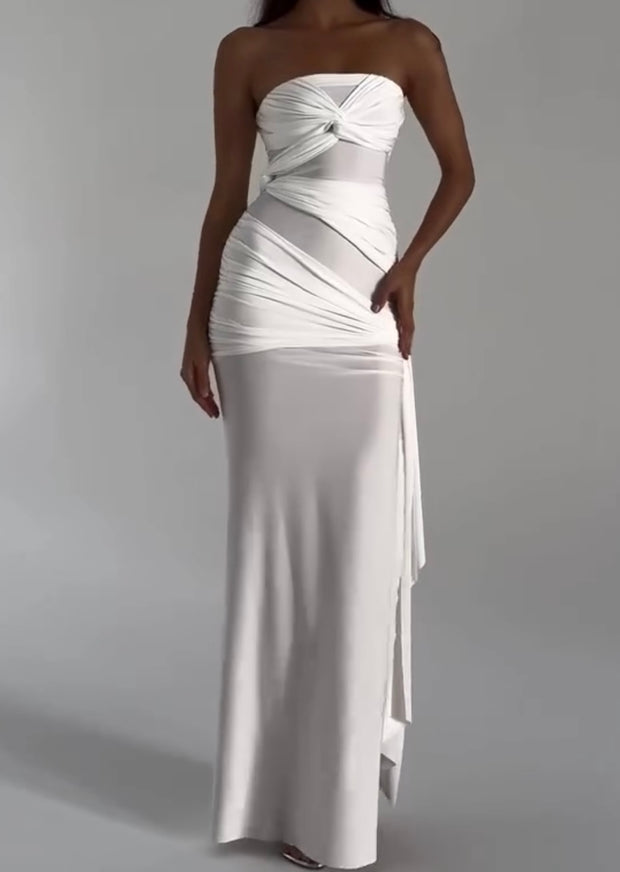 Sexy Tube Top Personality Pleated Slim Fit Dress