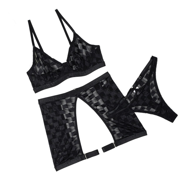 Mesh Mesh Underwear Three-piece Set