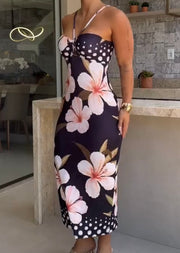 Summer Sexy Halter Printed Tight-Fitting Cinched Dress