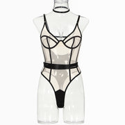 Backless Sleeveless Jumpsuit Mesh Splicing Sexy Underwear