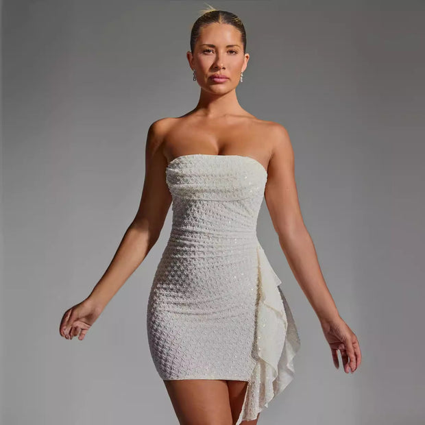women's new stitching lace-up sexy wrap chest skirt hip dress
