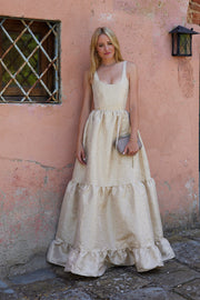 The Avery Dress in Taupe Duchess