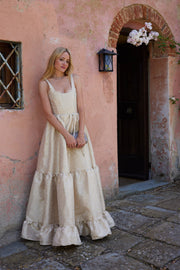 The Avery Dress in Taupe Duchess