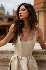 The Avery Dress in Taupe Duchess