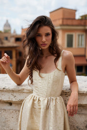 The Avery Dress in Taupe Duchess