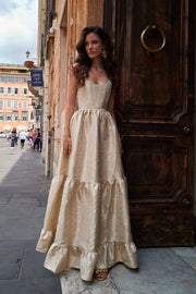 The Avery Dress in Taupe Duchess